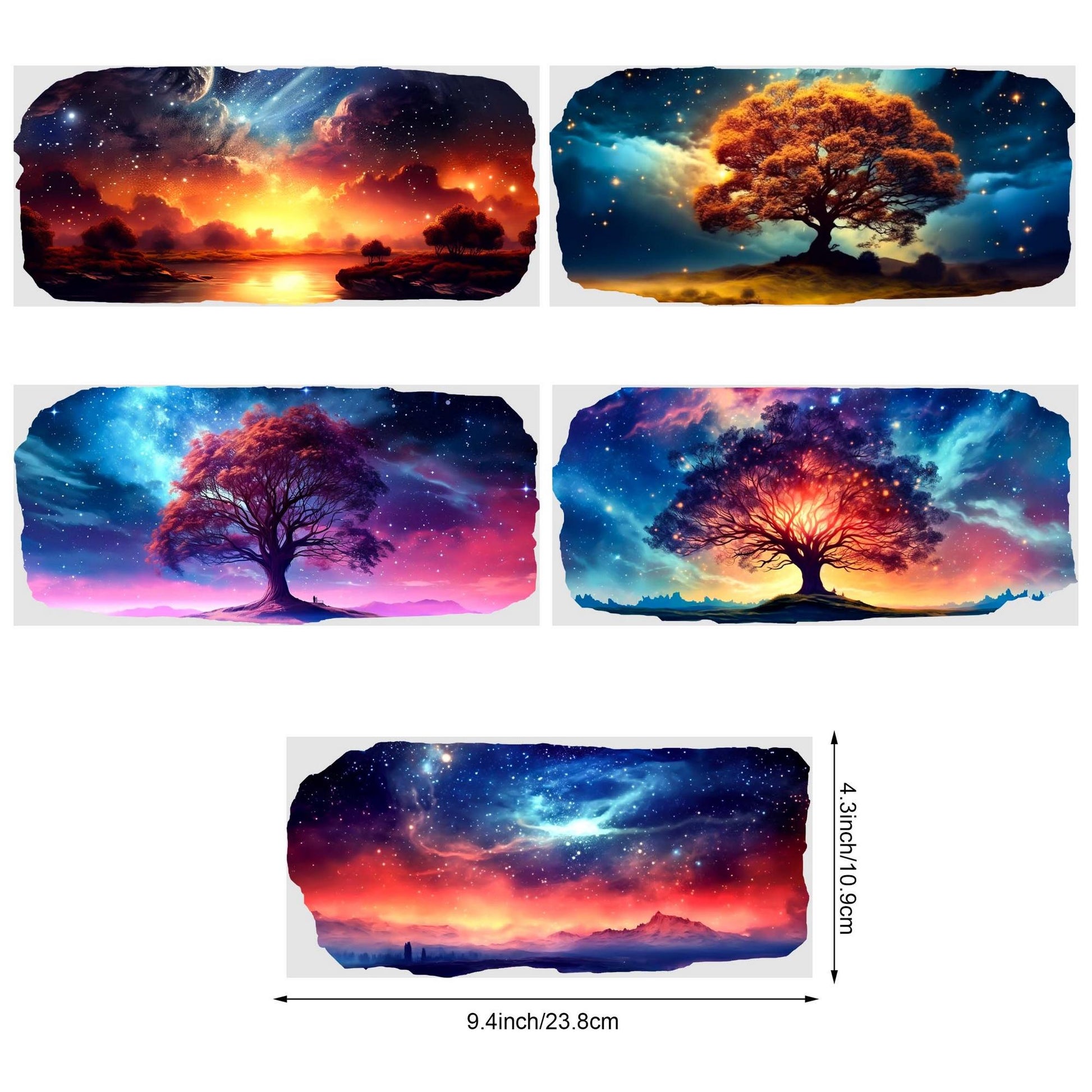 5 sheets Summer Sunset UV DTF cup packaging for 16oz glass cup, waterproof UV DTF stickers for 16oz glass cup, DIY, furniture, crafts