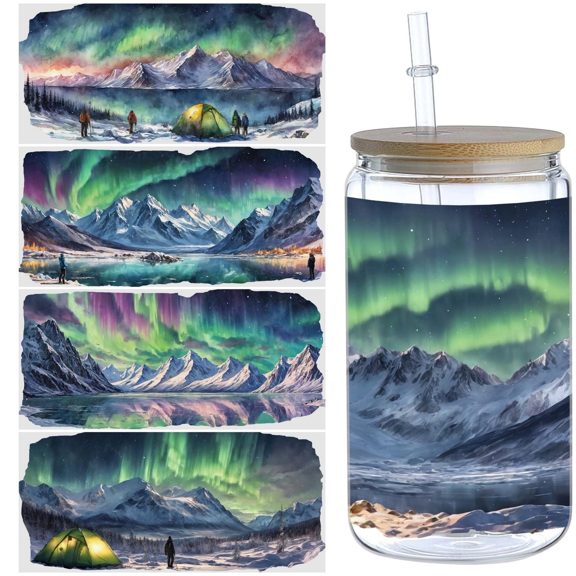 5 sheets Summer Sunset UV DTF cup packaging for 16oz glass cup, waterproof UV DTF stickers for 16oz glass cup, DIY, furniture, crafts