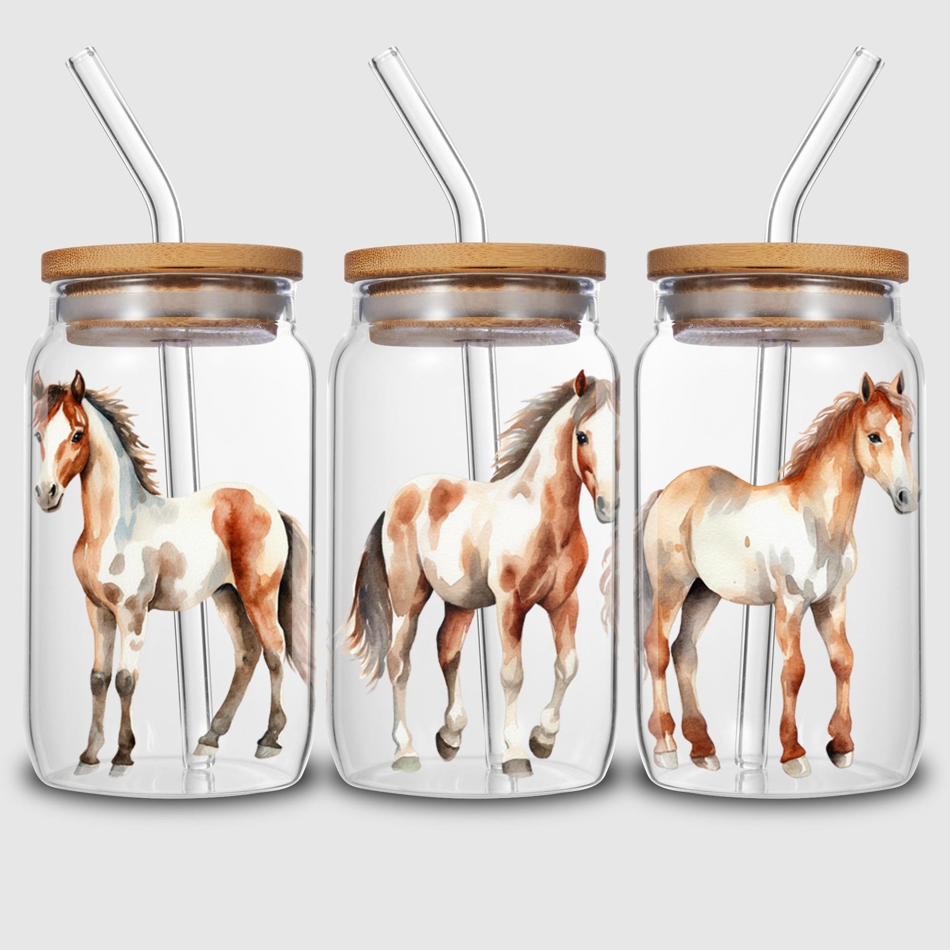 5 Sheets horse UV DTF Cup Stickers for Glass DTF Transfer Stickers, Waterproof Friction Transfers for 16oz Glass, Mugs, Crafts, Furniture