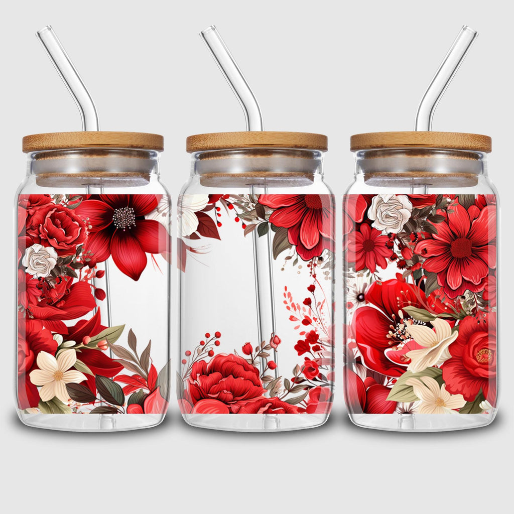 5 sheets flowers UV DTF Cup sticker, glass movement DTF transfer decal, waterproof wipe transfer paper, suitable for 16 oz glass, CUP, crafts, furniture