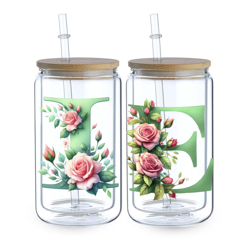 1 set of A-Z letter flower UV DTF transfer stickers, DTF transfer stickers, waterproof wipe transfer stickers, suitable for glasses, cups, crafts