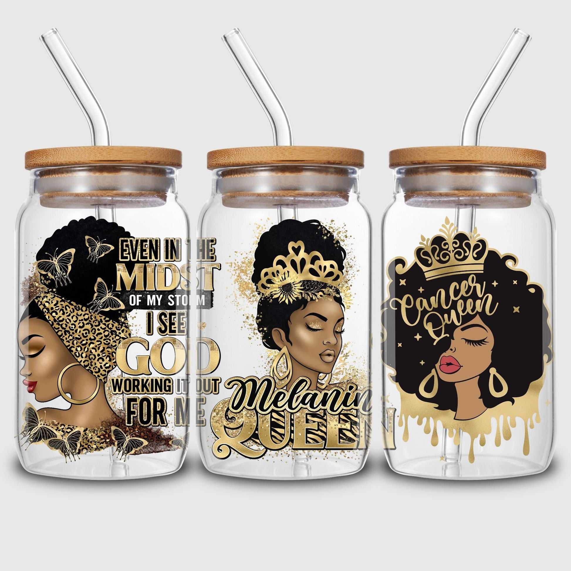 5pcs/set Black Queen UV DTF Cup Wrap Decals For Any Hard Surface, UV DTF Transfer Sticker Waterproof Sticker For Glass Cups Tumbler Furniture Craft Wood DIY Crafts