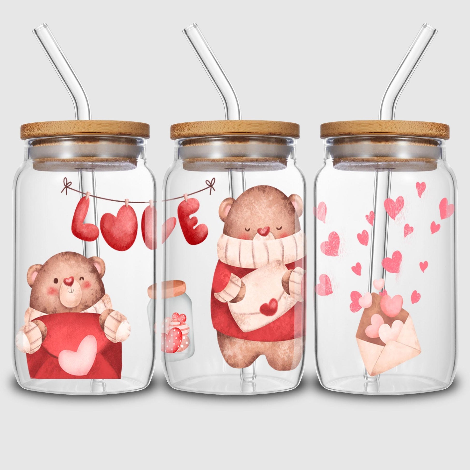 5 Sheets Valentine's Day UV DTF Cup Stickers, Glass Sports DTF Transfer Stickers, Waterproof Vegetable Wipe Transfer Paper for 16 oz Glass, Mug, Crafts, Furniture