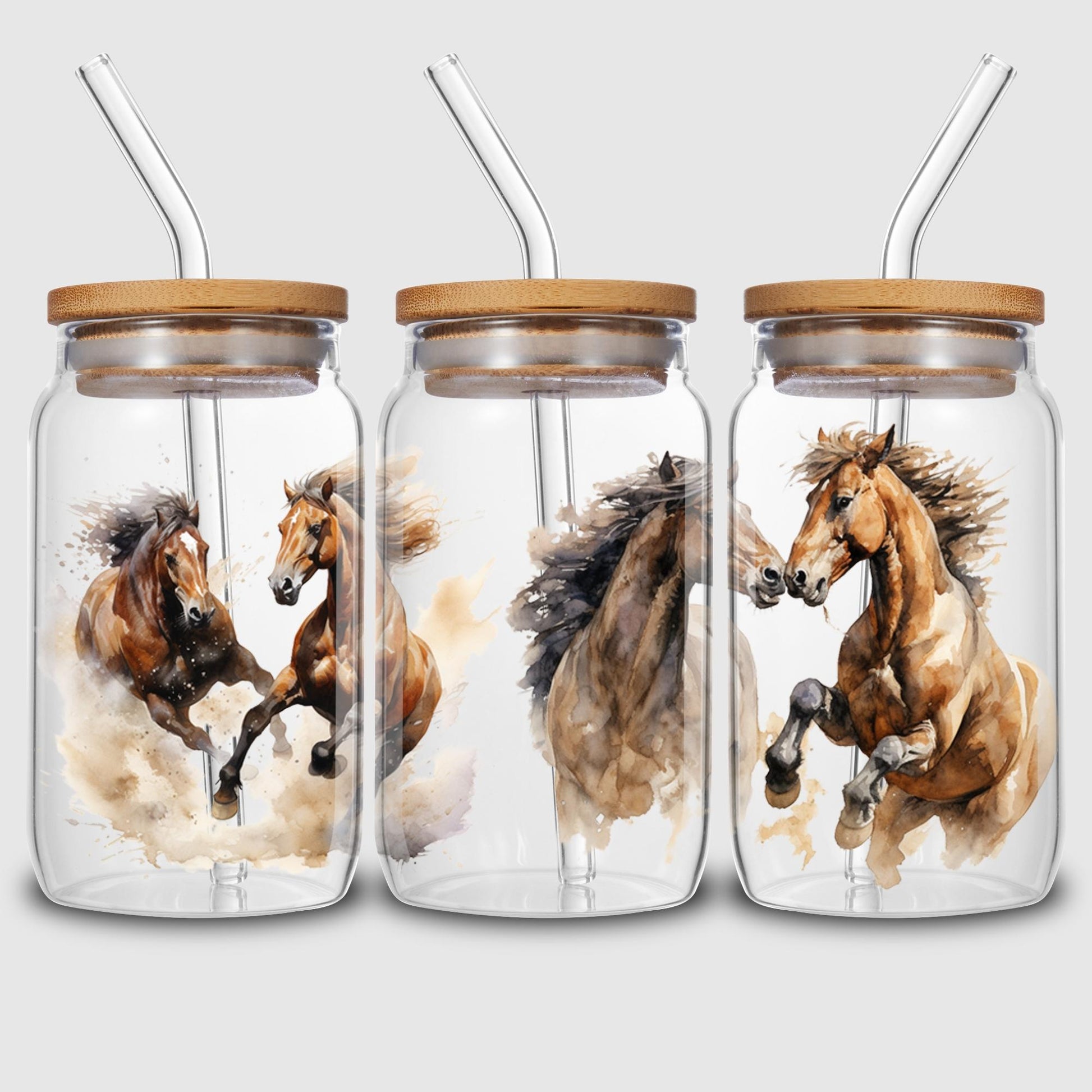 5 Sheets horse UV DTF Cup Stickers for Glass DTF Transfer Stickers, Waterproof Friction Transfers for 16oz Glass, Mugs, Crafts, Furniture