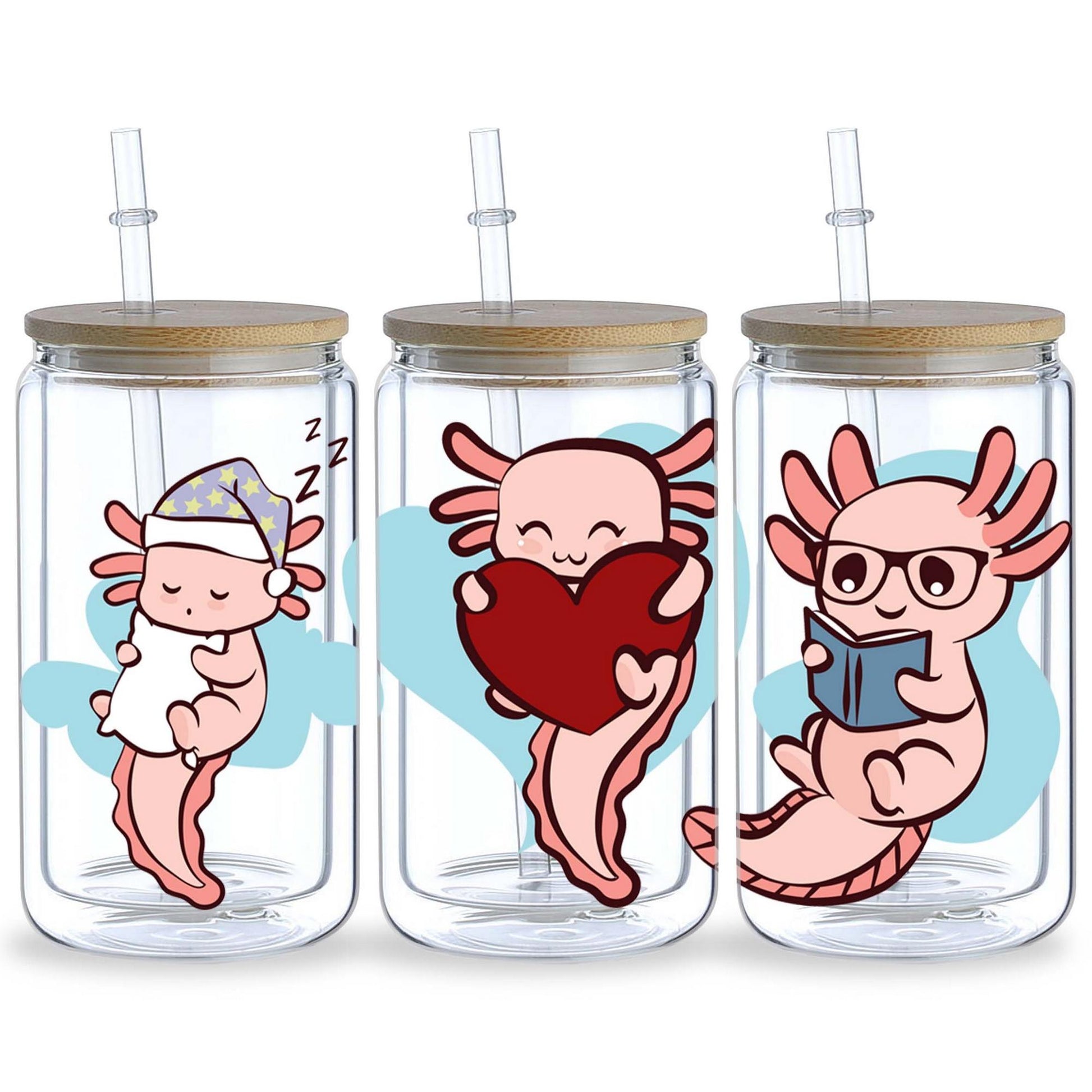 5 Sheet Salamander UV DTF Cup Holder 16 oz, Fun Salamander DTF Cup Holder Transfer Glass, Water Bottle Waterproof Decal, Friction Transfer Sticker, Furniture Crafts