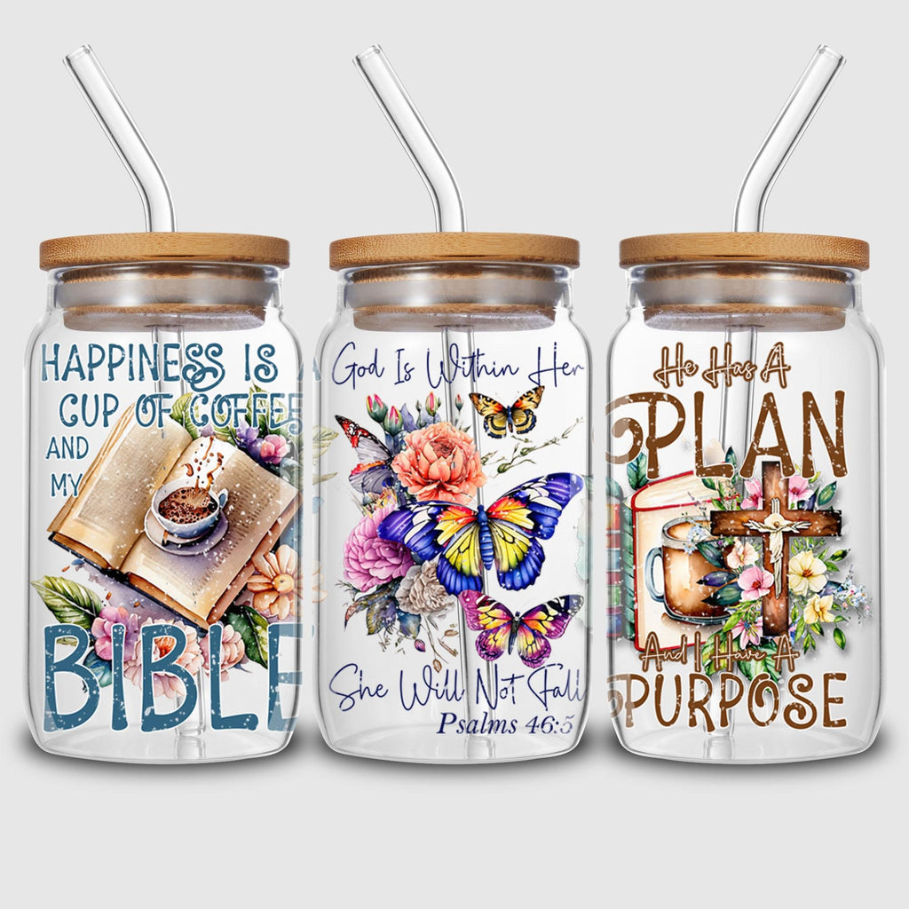 5 sheets Inspiring UV DTF Cup Stickers, Glass Sport DTF Transfer Stickers, Waterproof Plant Wipe Transfer Paper for 16oz Glass, Mug, Crafts, Furniture