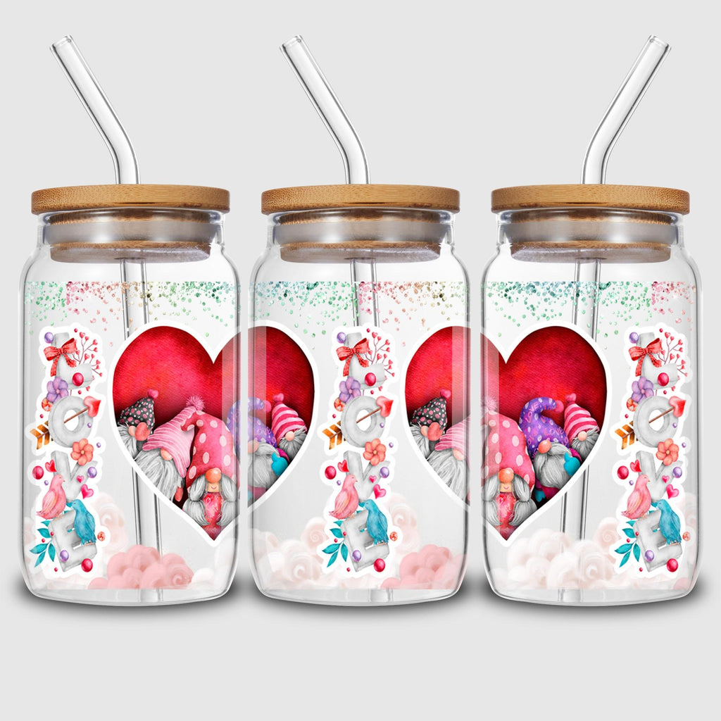 UV sheep Cup Wrap, 5 Pcs Valentine's Day Transfer Stickers for Glass Cups, UV DTF Transfer Waterproof Sticker for 16OZ Libbey Glass Cups