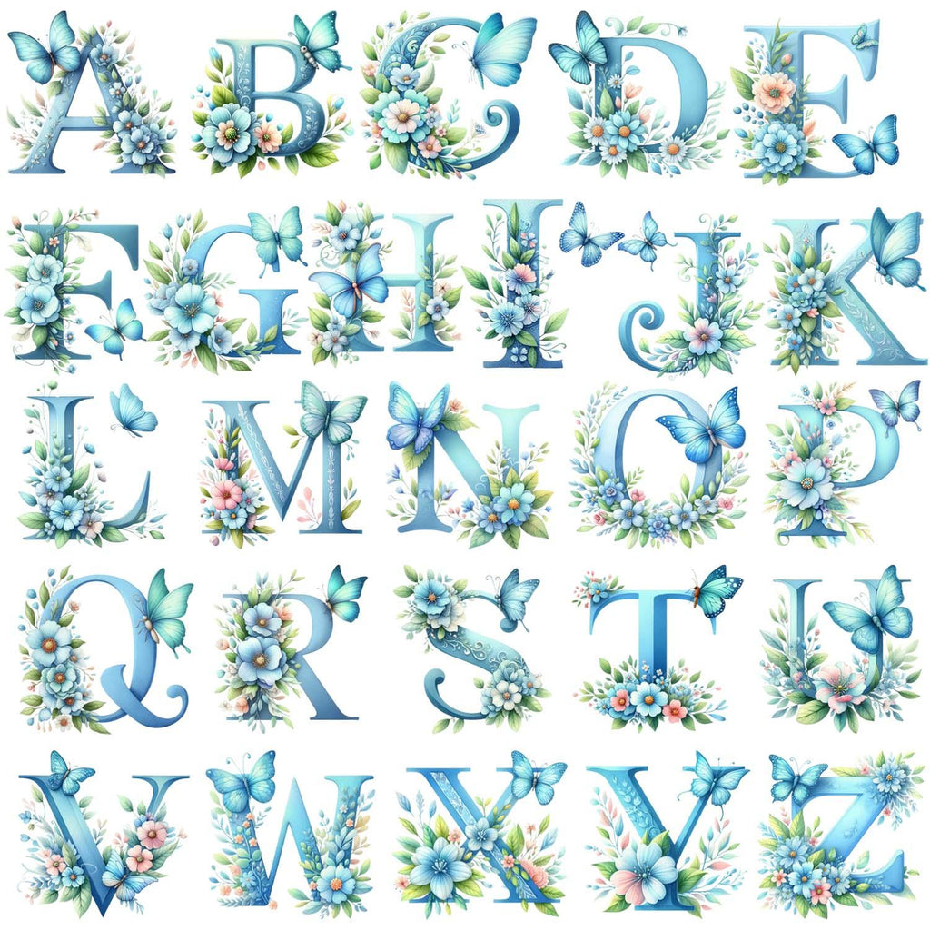 1 set of A-Z letter flower UV DTF transfer stickers, DTF transfer stickers, waterproof wipe transfer stickers, suitable for glasses, cups, crafts