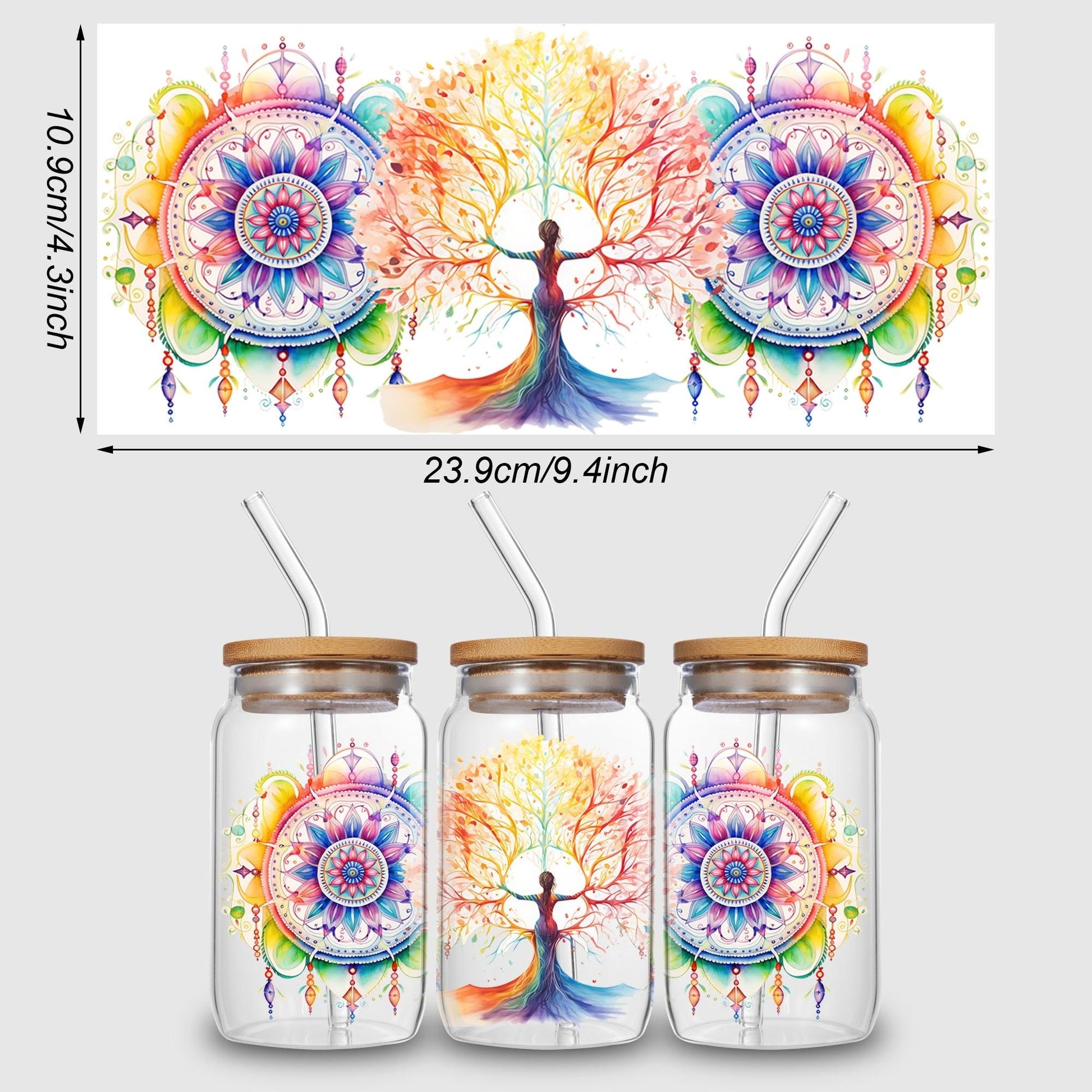 5 Sheets Vesak Day UV DTF Cup Stickers, Glass DTF Transfer Stickers, Waterproof Wipe Transfer Paper for 16oz Glass, Mug, Crafts, Furniture