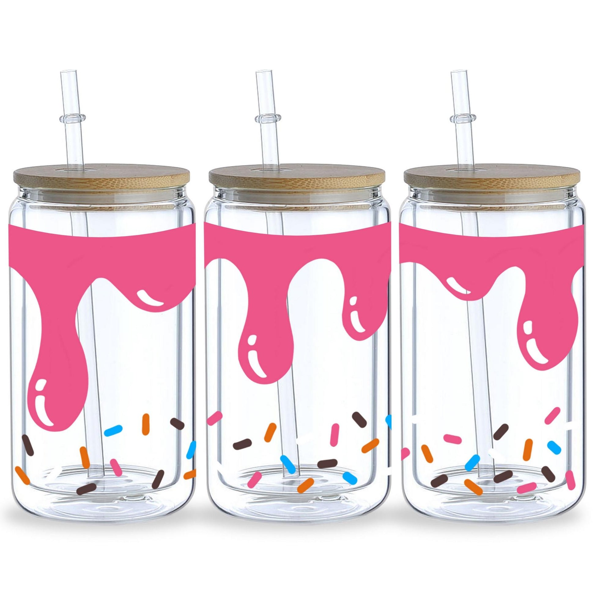 5 Sheet Donut UV DTF Cup Packaging Transfer Stickers for Glass, 16 oz Cup Printed Decals for DIY Making