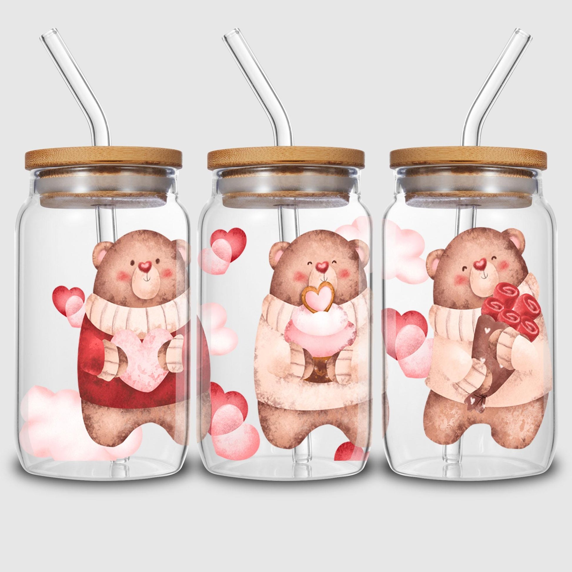 5 Sheets Valentine's Day UV DTF Cup Stickers, Glass Sports DTF Transfer Stickers, Waterproof Vegetable Wipe Transfer Paper for 16 oz Glass, Mug, Crafts, Furniture