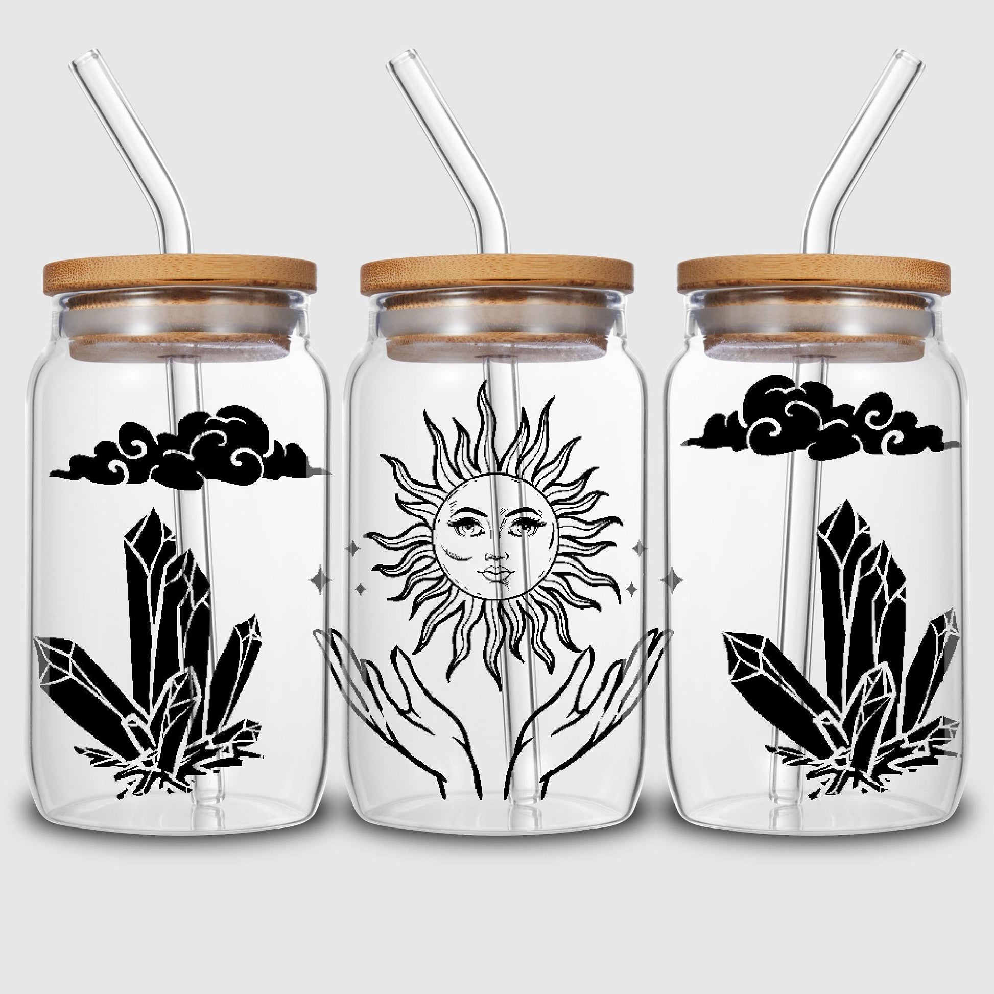 5 Sheets Simple Cartoon UV DTF Glass Cup Wrap Transfer Stickers, DTF Transfer Stickers, Waterproof Wipe Transfer Stickers For 16 Ounces Glass, Cups, Crafts