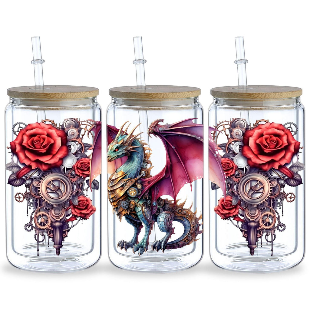 5 Sheets Steampunk UV DTF Cup Wrap,Sport DTF Transfer Stickers for Glass Cup,Waterproof funny Punk animal Rub on Transfers for 16 oz Glass,Mugs,Crafts,Furnitures
