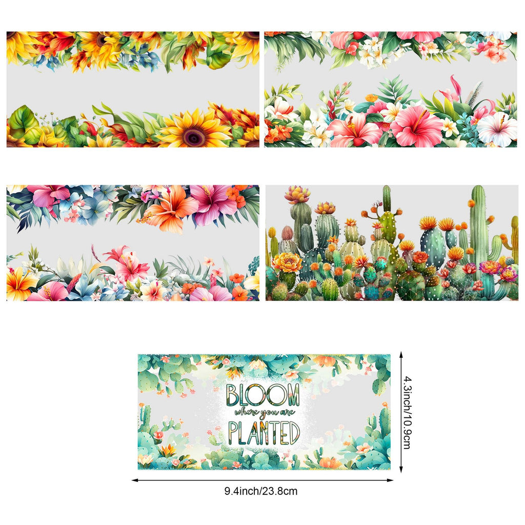 5 Sheets Botanical UV DTF Cup Stickers, Glass Movement DTF Transfer Stickers, Waterproof Wipe Transfer Paper for 16 oz Glass, Mugs, Crafts, Furniture