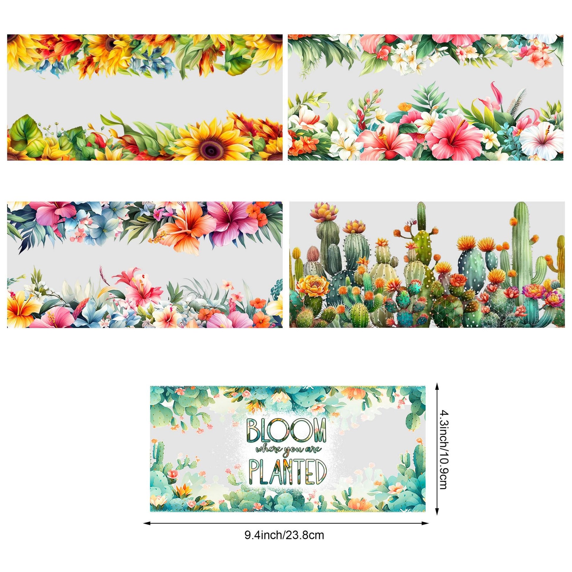 5 Sheets Botanical UV DTF Cup Stickers, Glass Movement DTF Transfer Stickers, Waterproof Wipe Transfer Paper for 16 oz Glass, Mugs, Crafts, Furniture