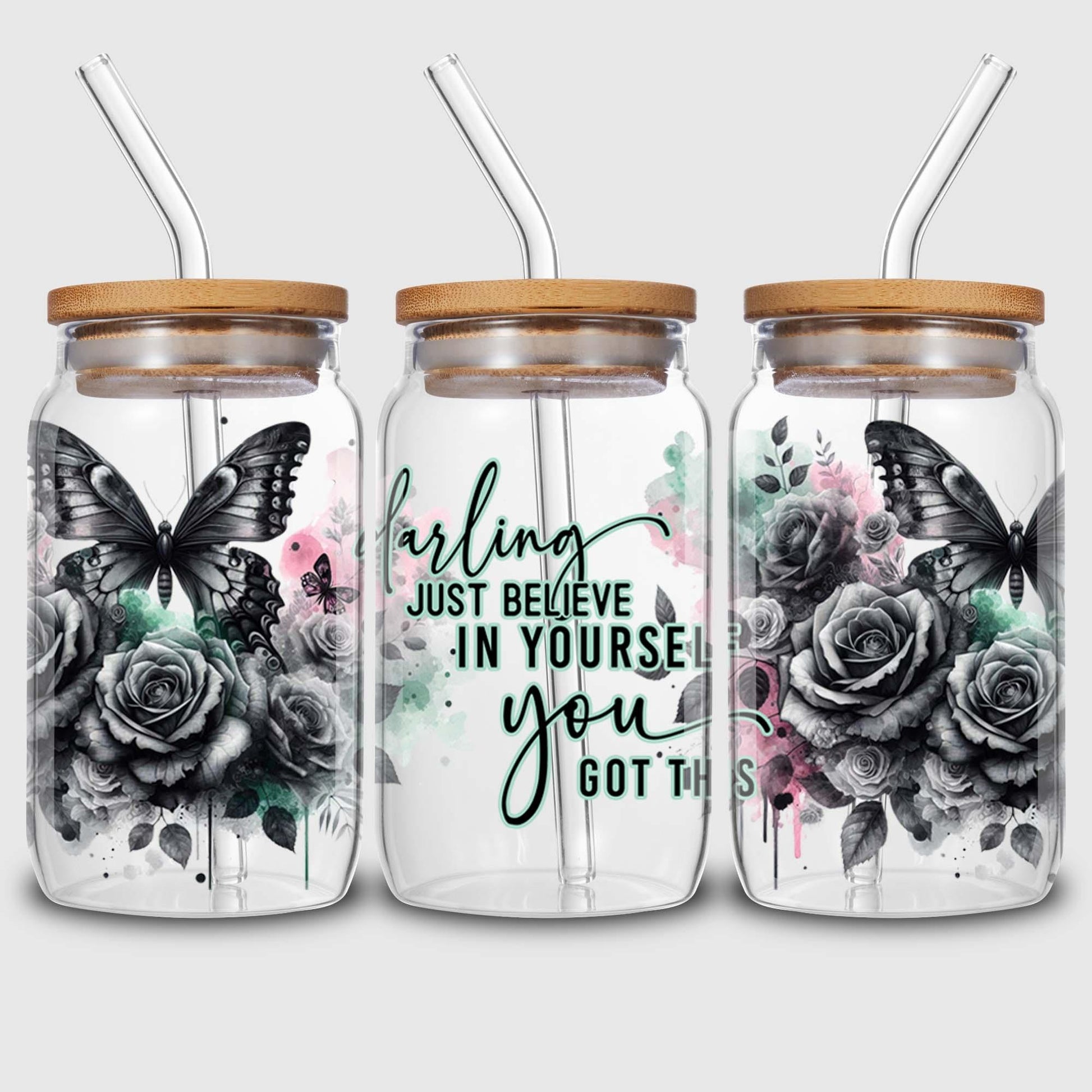 5 sheets inspirational UV DTF cup stickers, DTF transfer stickers, waterproof wipe transfer paper, suitable for 16 oz glasses