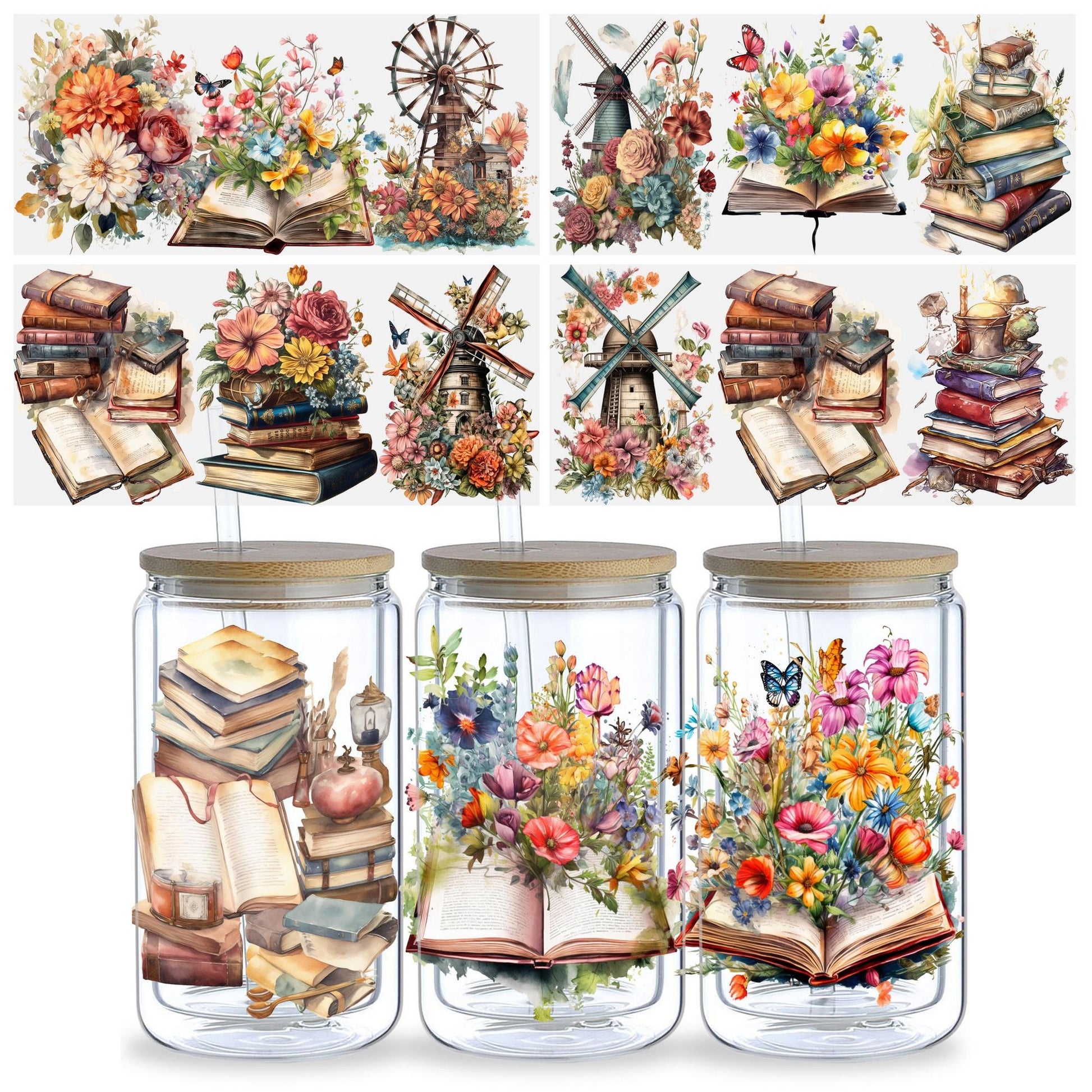 5 Sheets Vintage UV DTF Mug Stickers, Glass Sports DTF Transfer Stickers, Waterproof Wipe Transfer Paper for 16oz Glass, Mugs, Crafts, Furniture