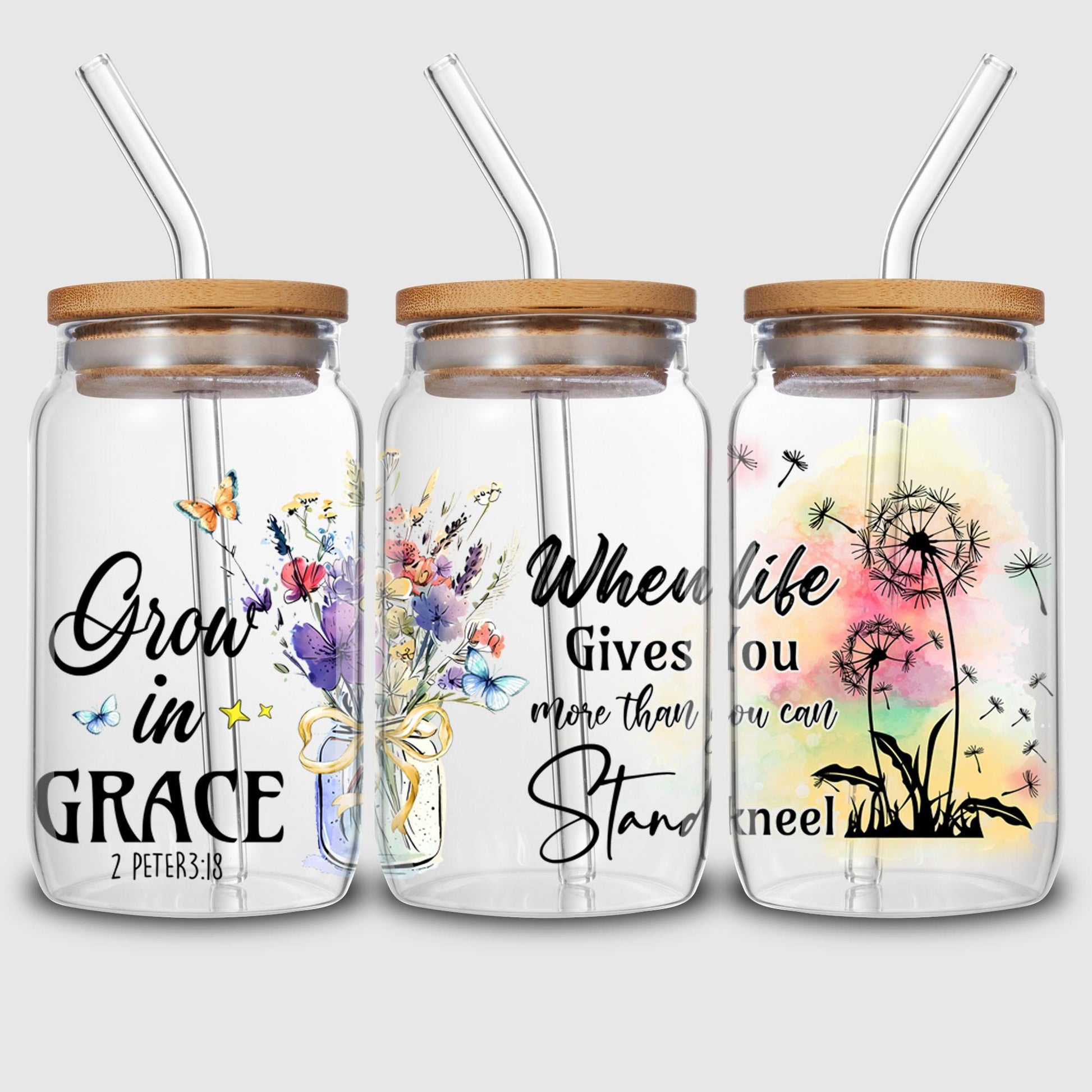 5 sheets Inspiring UV DTF Cup Stickers, Glass Sport DTF Transfer Stickers, Waterproof Plant Wipe Transfer Paper for 16oz Glass, Mug, Crafts, Furniture