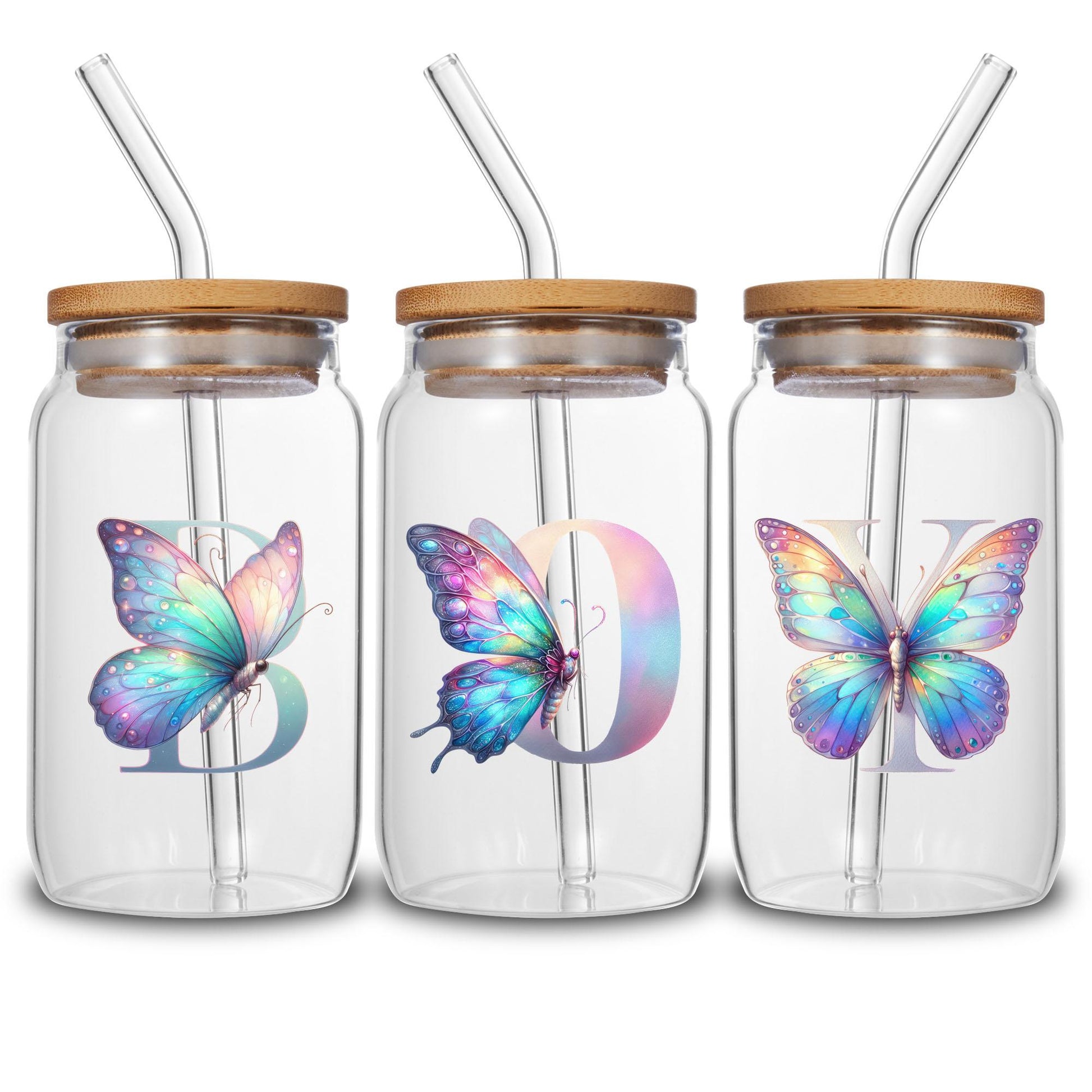 26 Set Letter Flower A - Z Design UV DTF Transfer Sticker Decals For Office And Home 16oz Alphabet Glass Cup Waterproof Sticker DIY Wrap Transfer Sticker 3D Crystal Design For Women Mom Best Friend Gift DIY Crafts