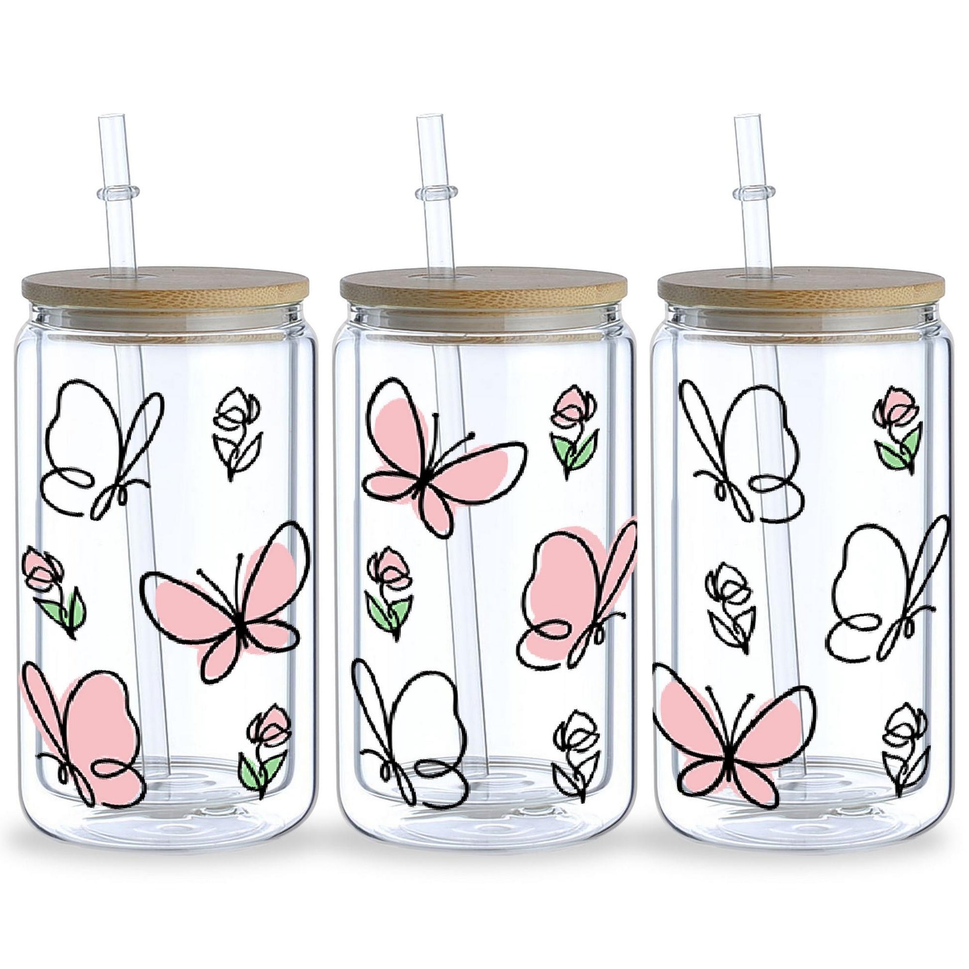 UV DTF Glass Tumbler Packaging Transfer Stickers, 5sheep Butterfly Wipe Transfer Stickers for Handmade, UV DTF Transfer Waterproof Stickers for 16OZ Glass Tumbler Furniture Craft Wooden DIY Crafts