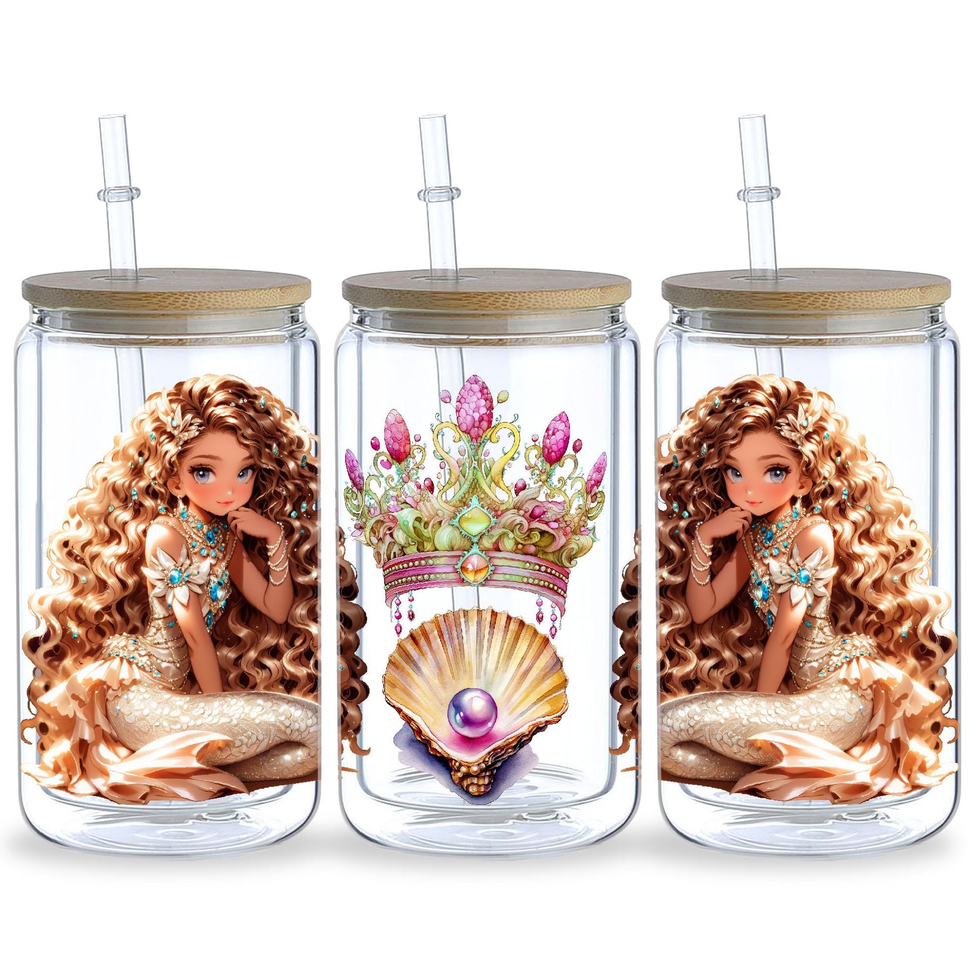 5 Sheets Mermaid UV DTF Cup Sleeve 16oz, DTF Cup Sleeve Transfer Glass, Water Bottle Waterproof Sticker, Friction Transfer Sticker, Furniture Crafts