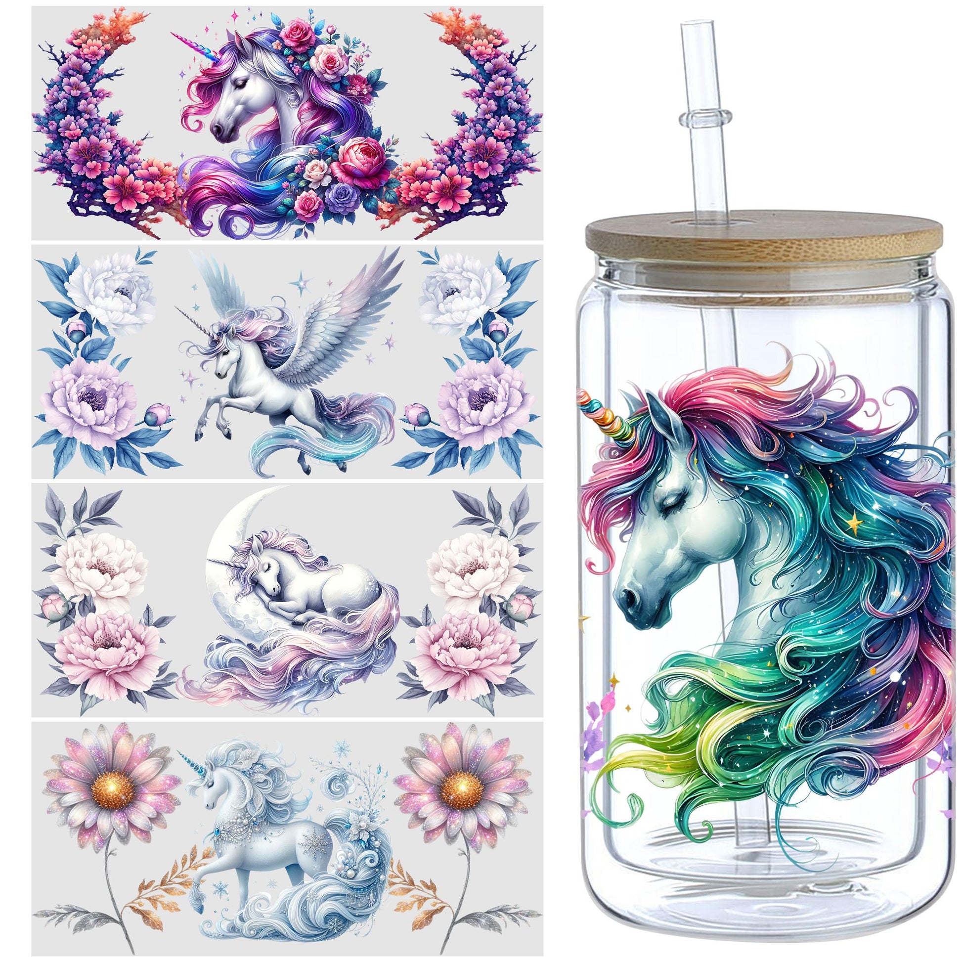 5 Sheets Sunflower Dog UV DTF Cup Stickers, Glass Cup DTF Transfer Stickers, Waterproof Funny Dog Wipeable Transfer Paper for 16 Ounces Glass Cups, Mugs, Crafts, Furniture