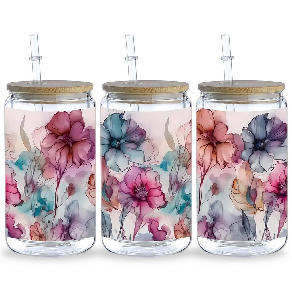 5 Sheets Butterfly and Flowers UV DTF Cup Stickers, Glass Movement DTF Transfer Stickers, Waterproof Wipe Transfer Paper for 16 oz Glass, Mugs, Crafts, Furniture