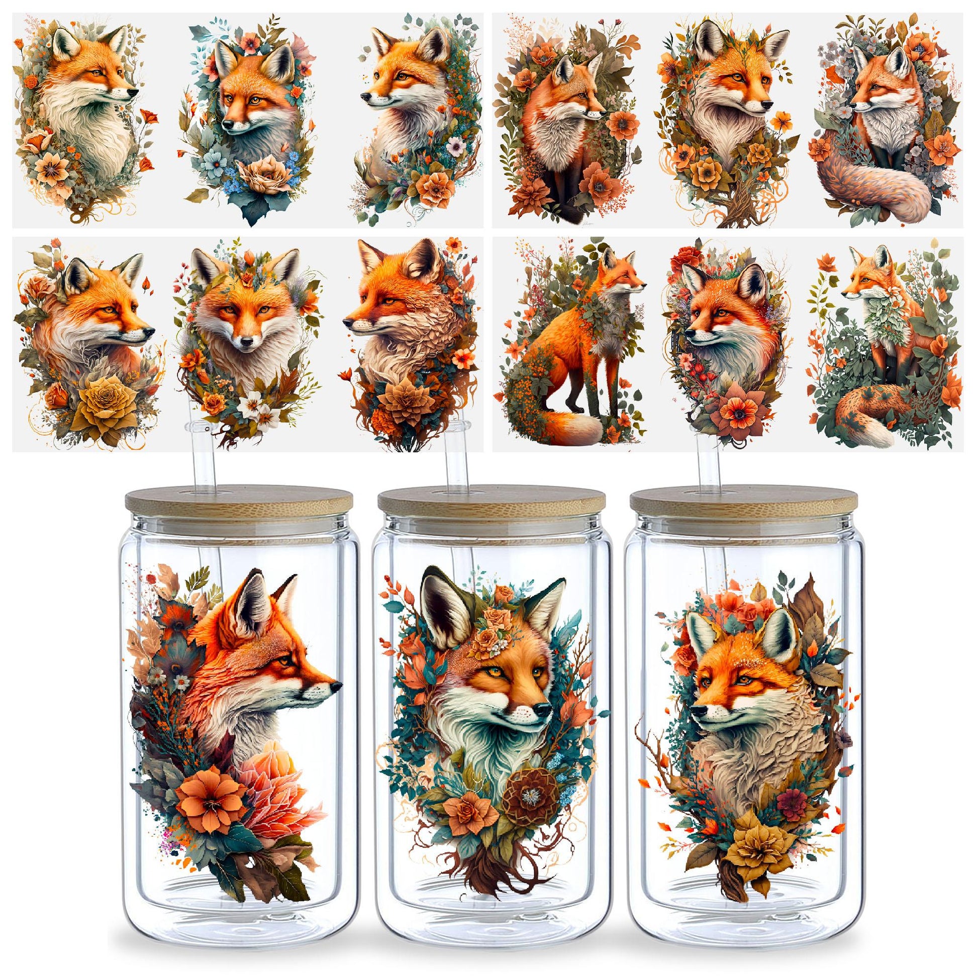 5 sheets Sheep UV DTF Cup Stickers, Glass Cup DTF Transfer Stickers, Waterproof Funny Sheep Wipeable Transfer Paper for 16 oz Glass, Cups, Crafts, Furniture