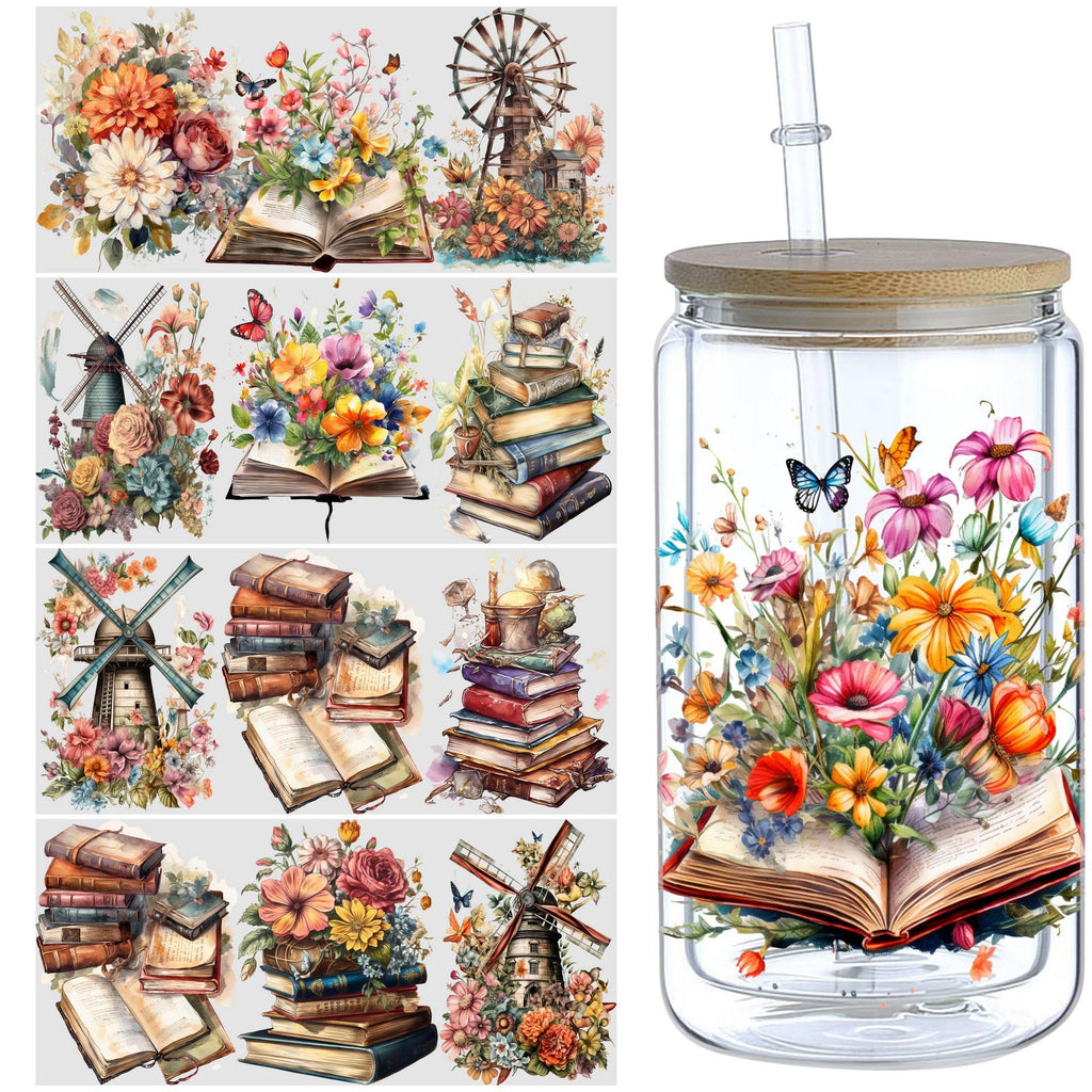 5 Sheets Vintage UV DTF Mug Stickers, Glass Sports DTF Transfer Stickers, Waterproof Wipe Transfer Paper for 16oz Glass, Mugs, Crafts, Furniture