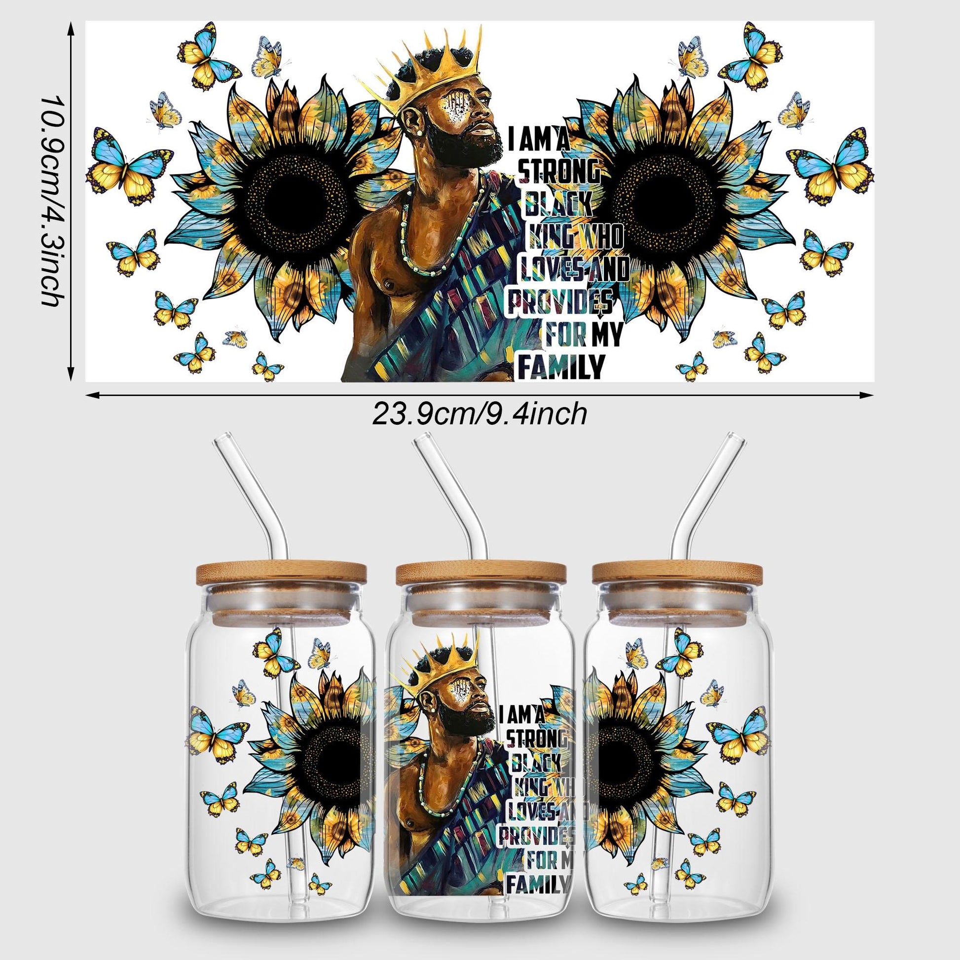 5 Sheets Black Queen UV DTF Cup Wrap,Sport DTF Transfer Stickers for Glass Cup,Waterproof Rub on Transfers for 16 oz Glass,Mugs,Crafts,Furnitures